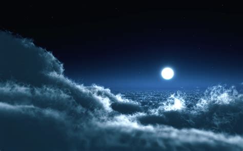 Moon Above The Clouds Full Hd Wallpaper And Background Image