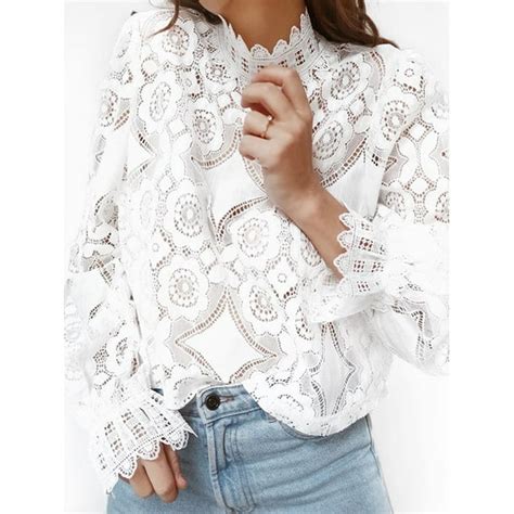 meihuida new cut out translucent corner long sleeve slim elegant shirts sexy summer white lace