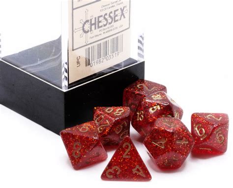 Chessex Mini Dice Glitter Ruby 10mm Ttrpg Dice Set Chx20504 Dark