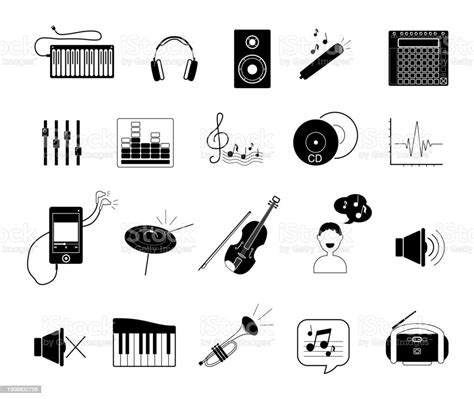 Set Of Vector Music Icons Isolated On White Background 20 Elements