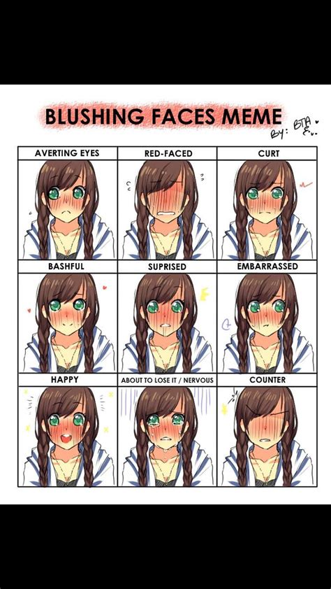 Anime Blushing Chart Neat Anime Faces Expressions Blush Chart
