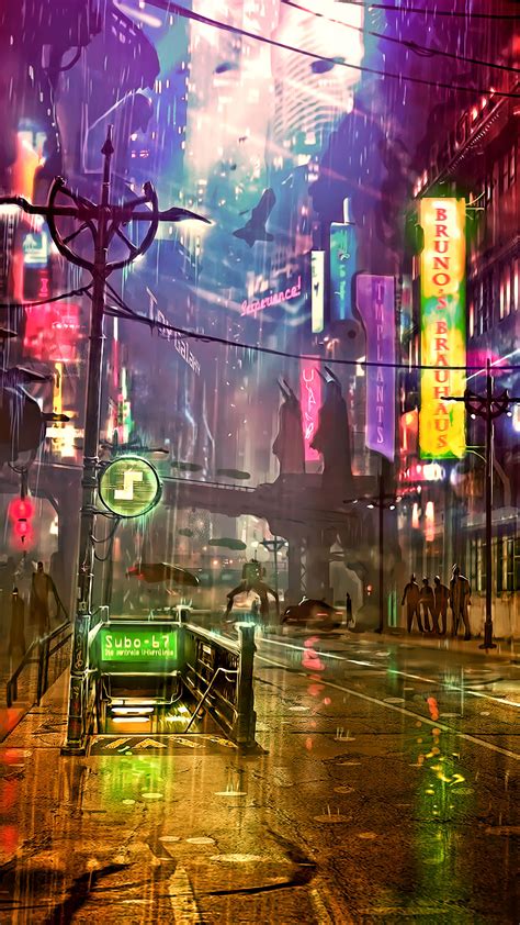 1440x2560 Futuristic City Cyberpunk Neon Street Digital Art 4k Samsung