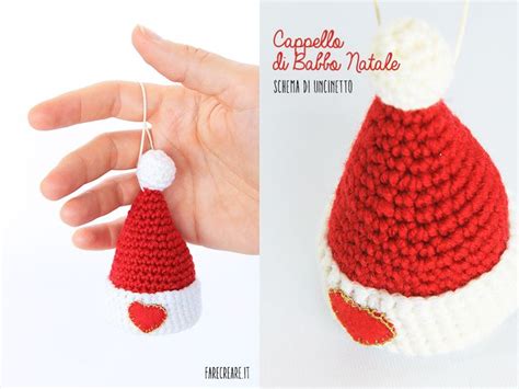 Raccolta foto prese dal web. Addobbi amigurumi: schema e tutorial per creare un cappello di Babbo Natale a uncinetto, da ...