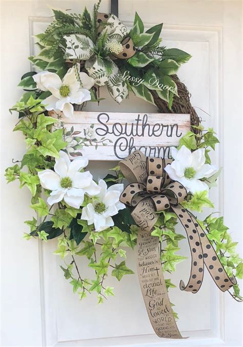 summer wreath southern front door wreath magnolia wreath everyday wreath religious wreath