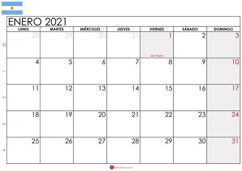 Descargar 🇦🇷 Calendario Enero 2021 Argentina 🇦🇷