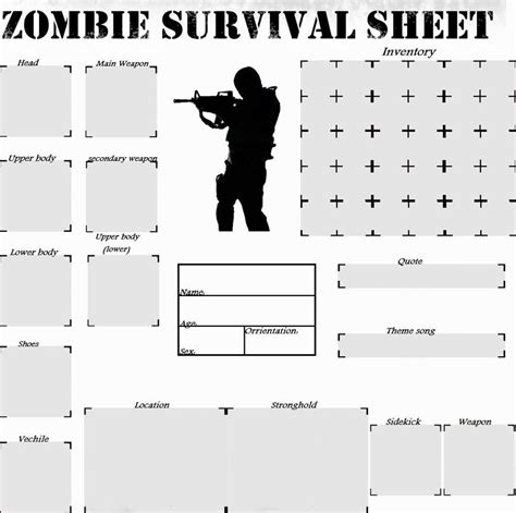 My New Zombie Survival Sheet Boy Version By Angelazula15 On Deviantart