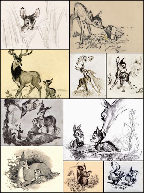 Walt Disney’s “bambi” Rko 1942 Production Sketches And Concept Design Bambi Disney Walt