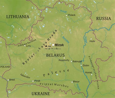 Belarus Physical Map Map Of Belarus Physical Eastern Europe Europe