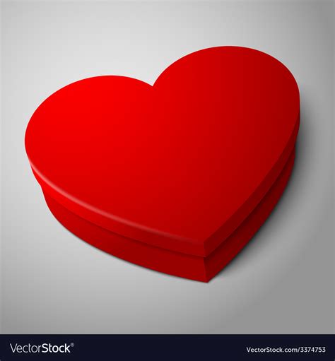 Realistic Blank Bright Red Heart Shape Box Vector Image