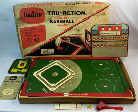 Lot Vintage 1950s Tudor Tru Action Electric Baseball Game W Box Works