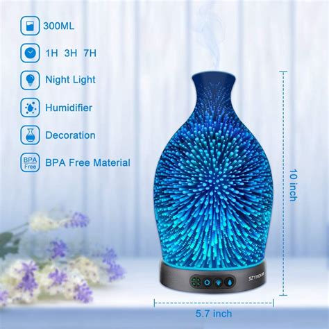 Sztrokia Essential Oil Diffuser 3d Glass Aromatherapy Diffuser
