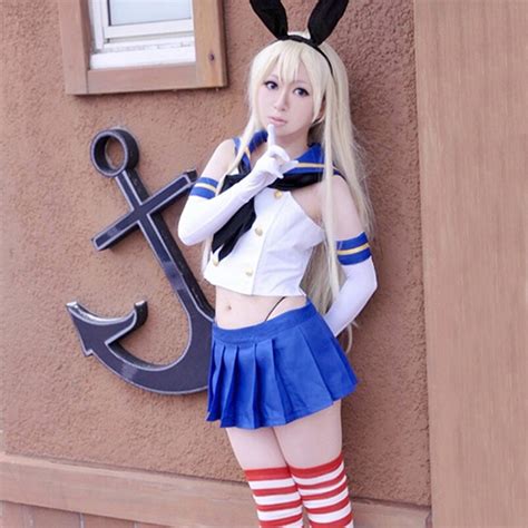 Free Shipping Anime Kantai Collection Shimakaze Cosplay Costume Outfitsstocking Halloween Adult