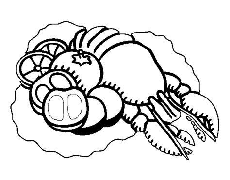 Lobster With Vegetables Coloring Page