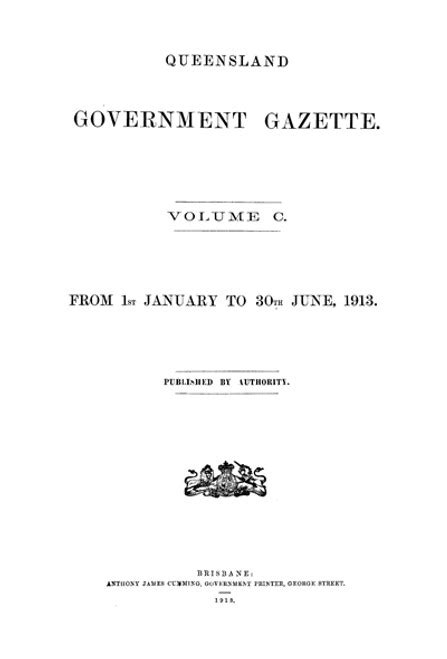 Queensland Government Gazette 1913