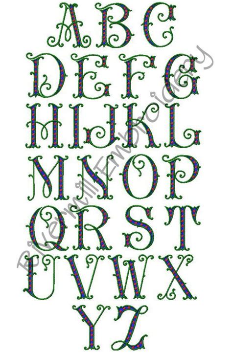 Webster Monogram Machine Embroidery Font Alphabet 3 Sizes Etsy