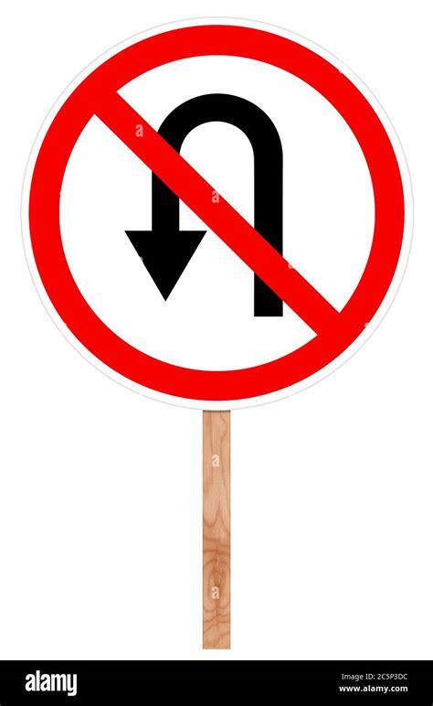 Prohibitory Traffic Sign Isolated On White U Turn Forbidden Stock