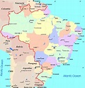 Brazil map with cities - Map of cities in Brazil (South America - Americas)