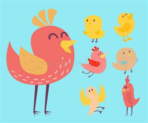 Cute Birds Vector Set Illustration Cartoon Colorful Stock Vector