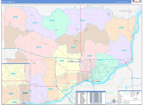 Scott County, IA Wall Map Color Cast Style by MarketMAPS - MapSales.com