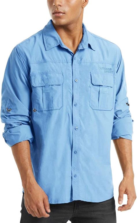 Hiking Shirts For Men Quick Dry Long Sleeve Shirts For Men With Pockets