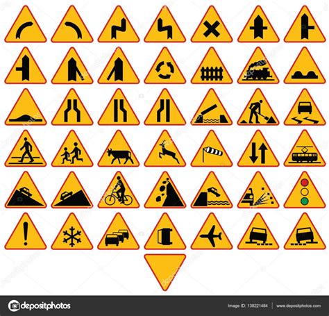 Road Signs In Poland Warning Signs Vector Format — Stock Vector
