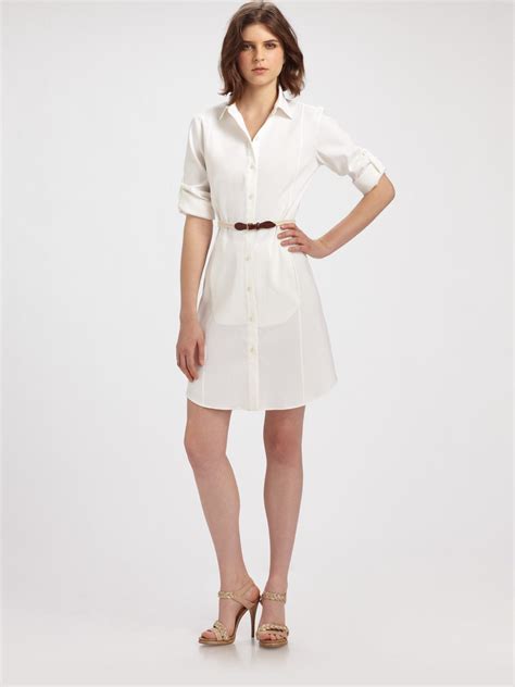 Lyst Theory Lannie Button Down Shirt Dress In White