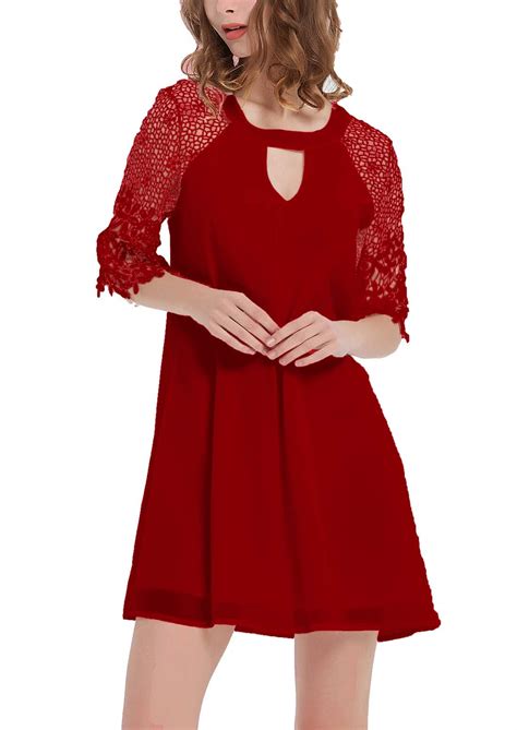 dreagal women s sleeveless lace patchwork loose casual mini chiffon dress