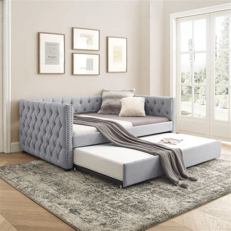 Harper Bright Designs Full Upholstered Daybed With Twin Size Trundle