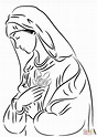 Dibujo de Virgen María con rosa para colorear | Dibujos para colorear ...