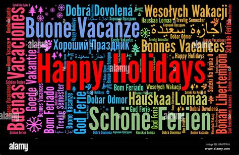 Happy Holidays Word Cloud In Different Languages Stock Photo Alamy