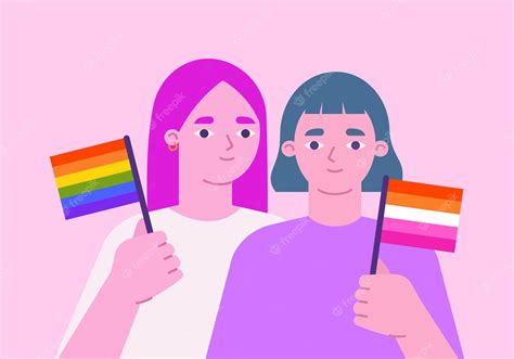 pareja de lesbianas caucásicas celebración del mes del orgullo mujeres