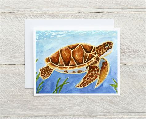 Sea Turtle Note Cards Turtle Note Cards Blank Note Cards Etsy
