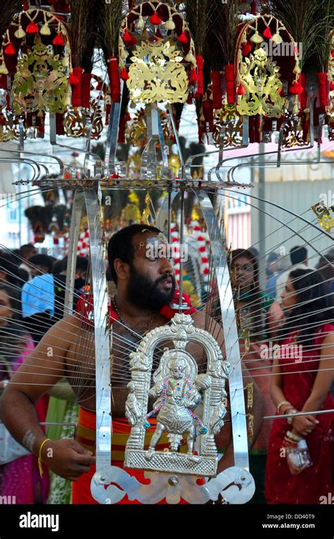 Hindu Thaipusam Festival Pierced Devotee In Singapore With Kavadi
