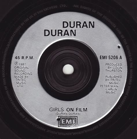 Duran Duran Girls On Film Silver Injection Moulded Labels Vinyl