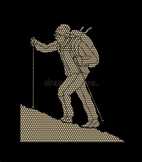 A Man Hiking On The Mountain Stock Vector Illustration Of Hiking