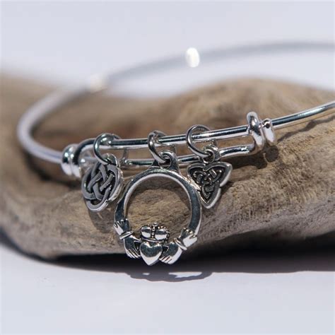 silver sister bracelet celtic bangle claddagh irish friendship bracelet silver knot trinity