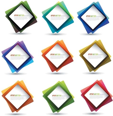 Square Frames Collection Colorful Design Overlapping Style Free Vector