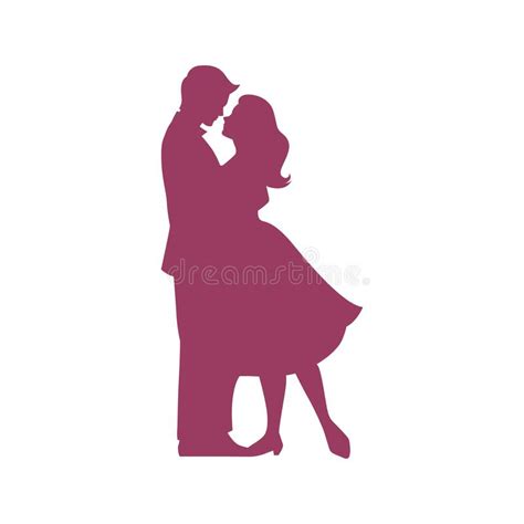 Embracing People Silhouette Isolated Couple Stock Vector Illustration