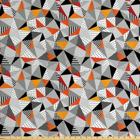 Geometric Fabric By The Yard Polygonal Pattern Checkered Design