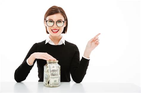 Free Photo Young Businesswoman Portrait With Money