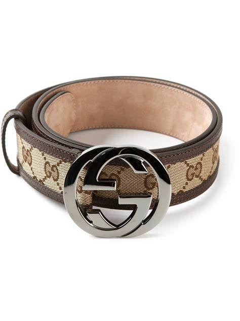Gucci Monogram Belt In Brown For Men Lyst