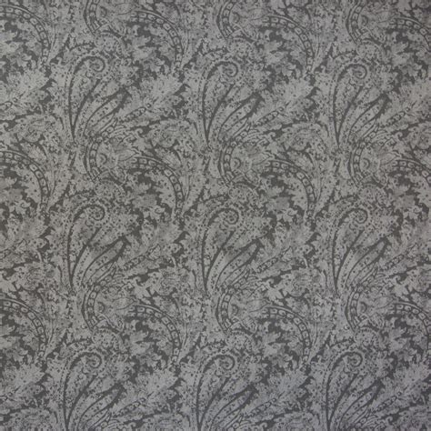 Charcoal Gray Paisley Cotton Upholstery Fabric By The Yard G3387