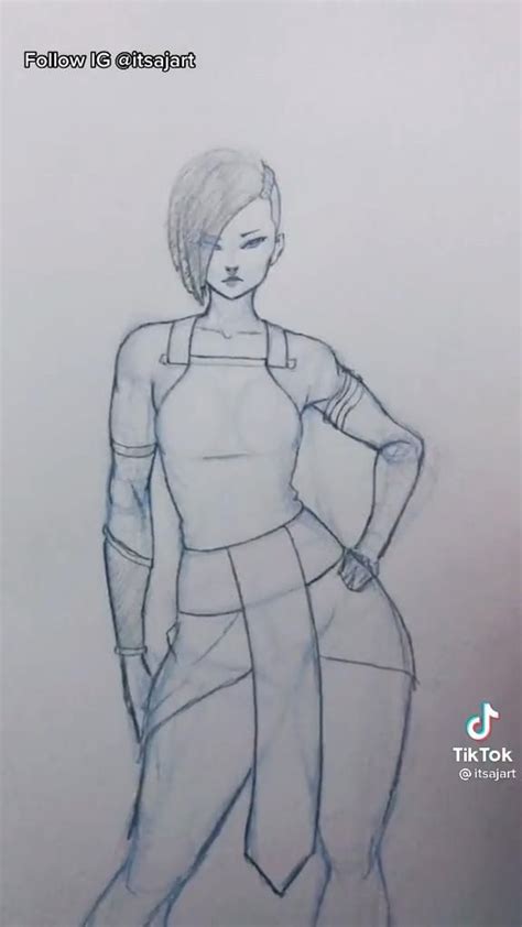Htd A Girl Standing With One Hand In Her Hip Video Drawing