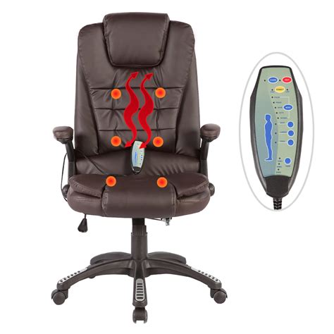 Heated Vibrating Massage Chair Executive Ergonomic Computer Office Desk Brown