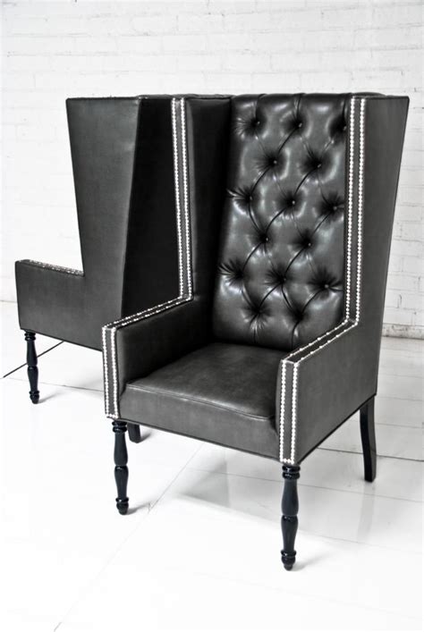 Nice dining chair with the look/feel of your living room wingback chair. Ultra Tall Mod Wing Dining Chair in Faux Black Leather ...
