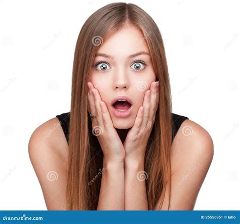 Portrait Of Surprised Beautiful Girl Stock Image Image Of Excited