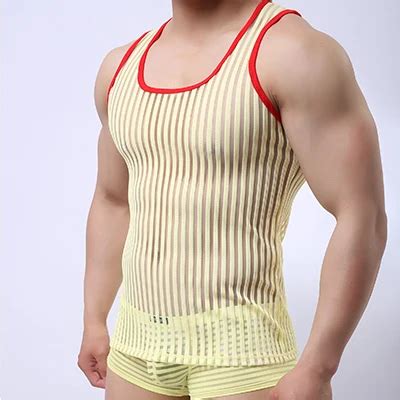 Brand Men Sexy Tank Tops Mesh Male Breathable Tank Tops Undershirts
