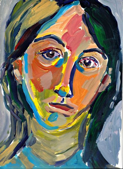 Original Painting Self Portrait Woman Acrylic Signed Art 12 X 9