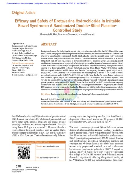 The Role Of Drotaverine In Ibs Pdf Irritable Bowel Syndrome Placebo