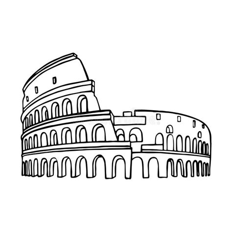 Disegno Del Colosseo A Roma Litalia Illustrazione In Bianco E Nero